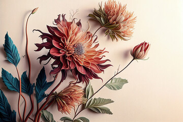 Chrysantemum Flowers, Illustration, Generative AI