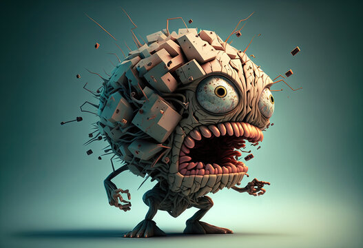 Annoying Personal Demon - Concept of an Angry Internal Voice, Migraine, or Stress-Related Frustration - Generative AI