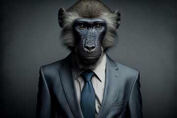 monkey head business man character, AI generate