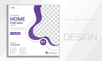 Fantastic Real Estate Social Media Post Template design.Real estate home sale social media post banner template in square size.Media Post Template and Banners.