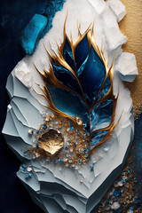 Experience the beauty of abstract art perfect combination of white, blue, and gold creates a mesmerizing background that draws the eye in and holds it captive. 