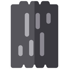 Isolated iron roof in flat icon on white background. Rooftop, zinc, metal, sheet, roofing, material