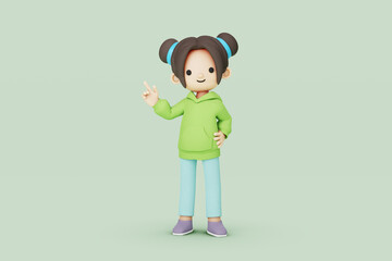 girl character have idea 3d render, 3d illustration