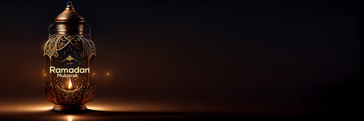 Ramadan Mubarak vector art with copy space | Ramadan special banners for fb | Banners | Facebook covers | Generative Ai | Blessed Ramadan | Islamic Month | Illustration of an Islamic Ramadan Lantern 