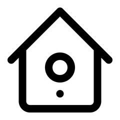 Isolated birdhouse in outline icon on white background. Home, bird, gardening, spring
