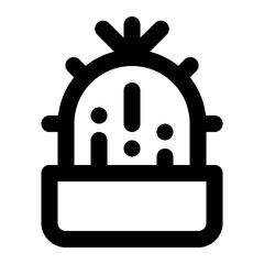 Isolated cactus with pot in outline icon on white background. Flower, cacti, cactaceae, spring, summer