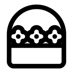 Isolated flower basket in outline icon on white background. Flowers, spring, autumn, decoration, bouquet