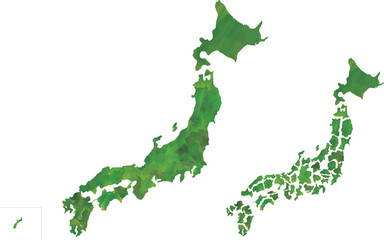 優しい雰囲気の日本地図のベクターイラスト
