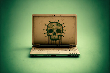 laptop alone. simple symbol, emblem, and technological notion. Generative AI