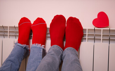 feet in socks. Valentine day. Legs woman. Hot photo. Legs