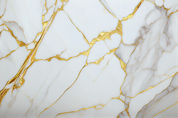 Natural White and Gold marble texture for skin tile wallpaper luxurious background. Creative Stone ceramic art wall interiors design. Generative AI - obrazy, fototapety, plakaty
