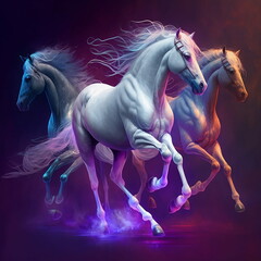 Fototapeta na wymiar Three fantasy horses