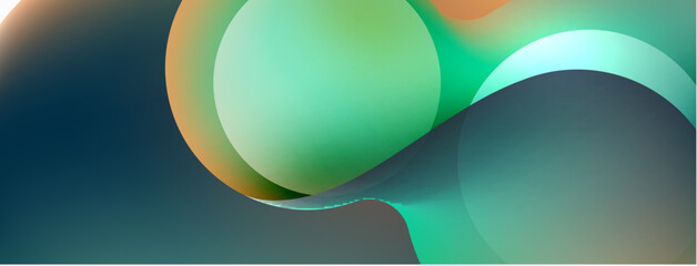 Fluid abstract background, round shapes and circle flowing design for wallpaper, banner, background or landing