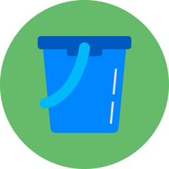Water Bucket Multicolor Circle Flat Icon