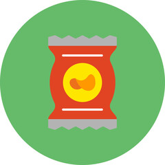 Snacks Multicolor Circle Flat Icon
