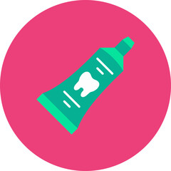 Toothpaste Multicolor Circle Flat Icon