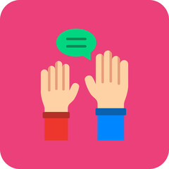 Raise Hand Multicolor Round Corner Flat Icon
