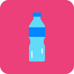 Water Bottle Multicolor Round Corner Flat Icon