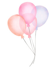 pink balloons isolated on white