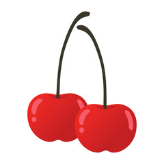 Cherry Fruit Cartoon Illustration Flat Design Art Icon