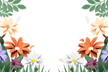 Fototapeta na wymiar Mixed chamomile spring banner cutout