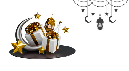 Ramadan kareem 3d elements composition cutout