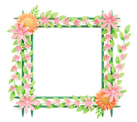 Fototapeta na wymiar Spring concept Orange flower frame cutout
