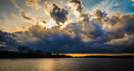 sunset over the lake