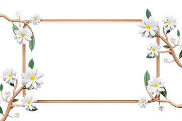 Spring concept Daisy flower frame cutout