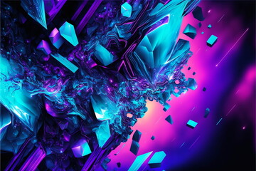 Abstrakter Neon Cyper Krypto Metaverse Hintergrund mit Schwarzlicht.
