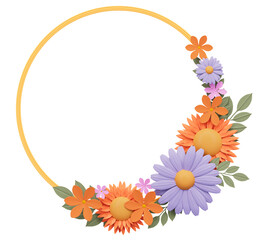 Spring concept Daisy flower frame cutout