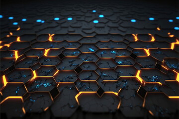Fototapeta premium Abstrakter Neon Cyper Krypto Metaverse Hintergrund mit Schwarzlicht. 