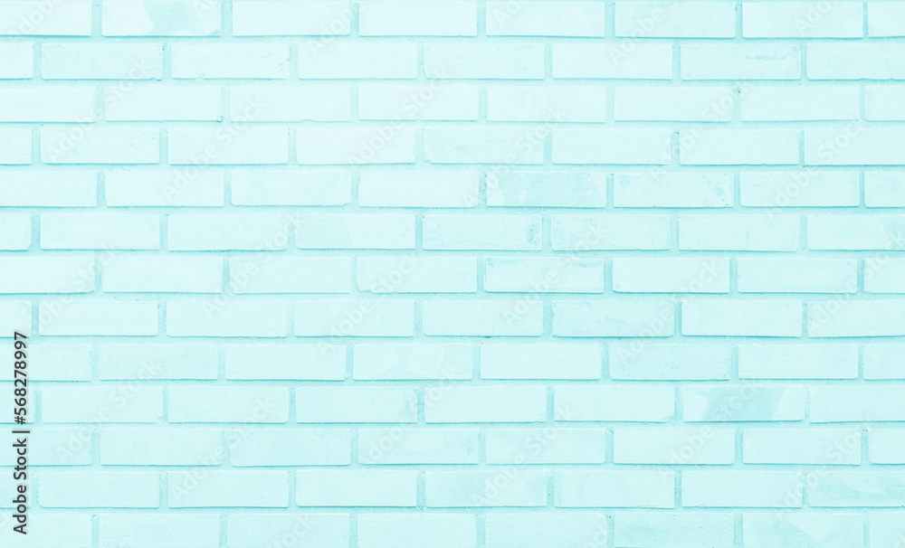 Sticker pastel blue and white brick wall texture background. brickwork painted of blue color interior rock o