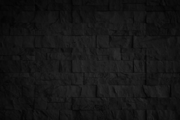 Abstract dark brick wall texture background pattern, Wall brick surface texture. Brickwork painted of black color interior old clean concrete grid uneven