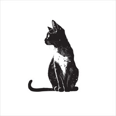 black and white cat silhouette
