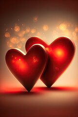 two hearts on bight background