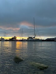 sunset in the harbor