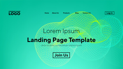 Abstract modern technology Landing page template, flowing line digital technology, smooth particle wave, big data techno design concept background wallpaper, Annual reports, flyer, poster, cover. EPS