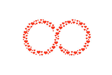 composition of doodle style hearts forming an infinite over atransparent background