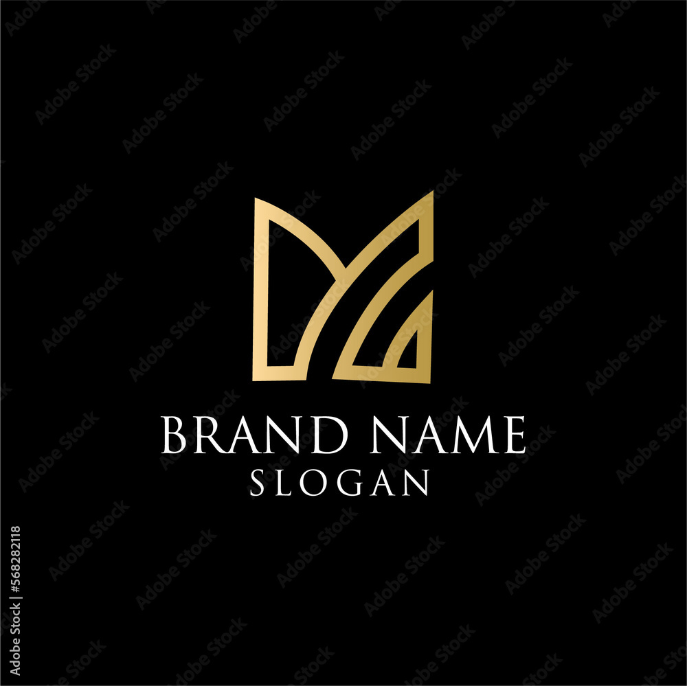 Sticker letter m logo design for luxury, restaurant, royalty, boutique, cafe, hotel, heraldic, jewelry, fash