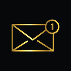 gold E mail, envelope icon  vector illustration design logo template flat style trendy collection