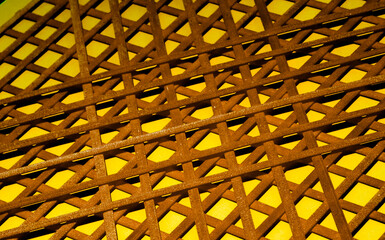 Abstract Construction Iron Web like Pasta Sticks Yellow Background