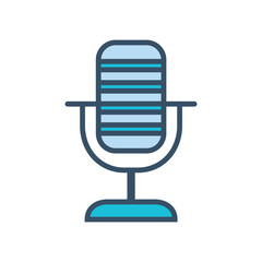 microphone icon line color vector illustration design logo template flat style trendy collection