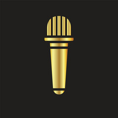 gold microphone icon  vector illustration design logo template flat style trendy collection