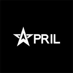 April word design with Star on letter A. 