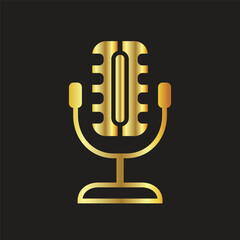 gold microphone icon  vector illustration design logo template flat style trendy collection