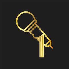 gold microphone icon  vector illustration design logo template flat style trendy collection