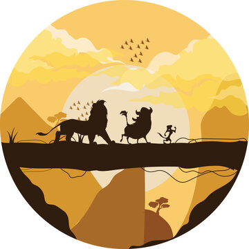 recommend clip art: circle background painting themed savanna animals and africa