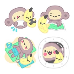 Set of cartoon stickers for holiday celebration for social media posts and for other platforms with four different formats Image