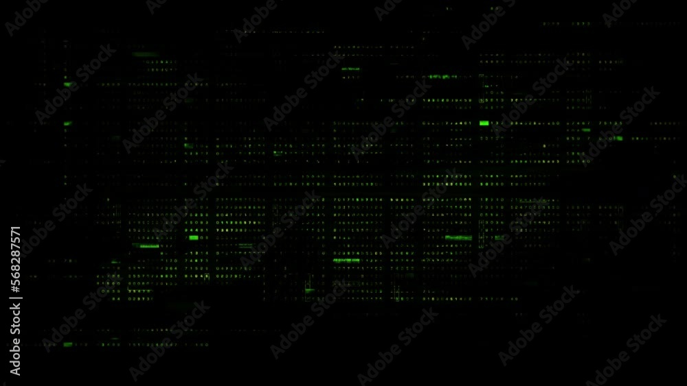 Aufkleber Futuristic abstract de-focus data matrix, meta, metaverse, telemetry and encrypt numbers display with particles simulation in cyber space environment for head up display background